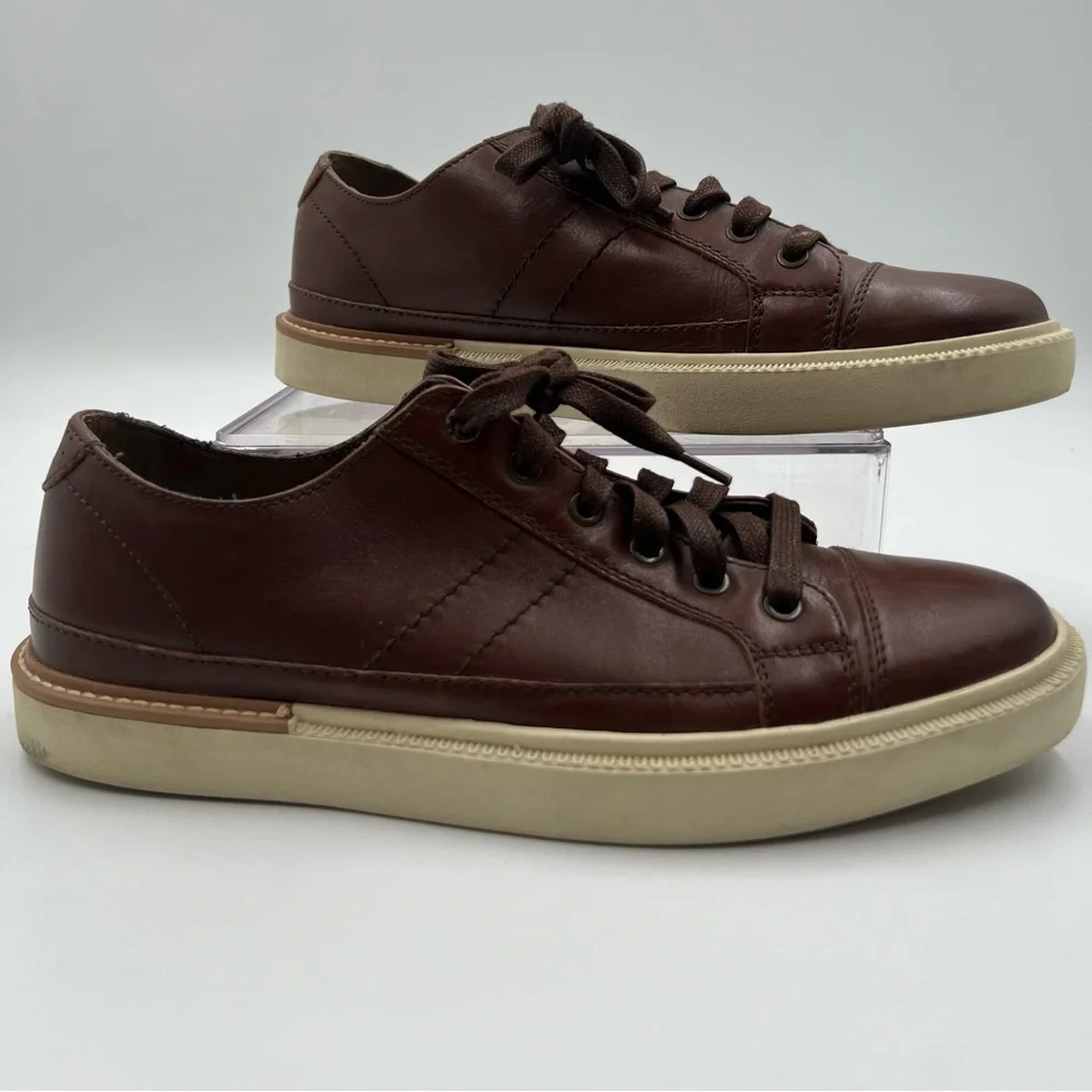 Lucky Brand FIR Mens Brown Leather Cap Toe Low Top Sneakers‎ 10.5M 115-21848